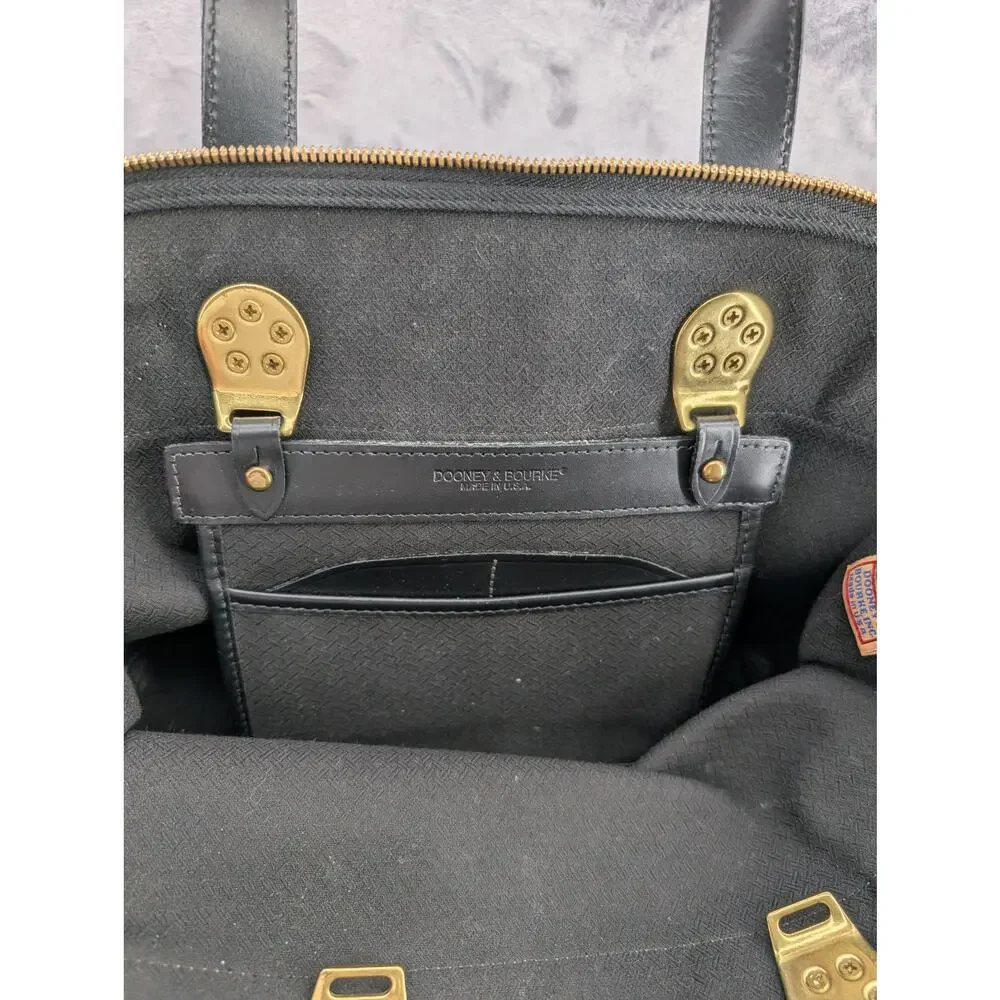 Vtg Dooney & Bourke Cabriolet Cloth Leather Black top handle made in USA satchel - Picture 8 of 13